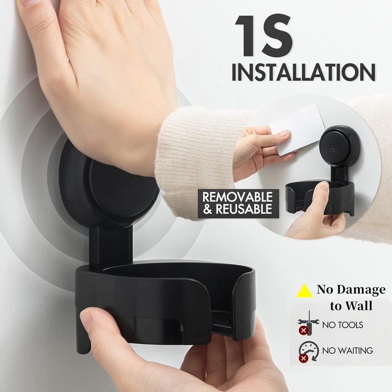 Taili Suction Cup Wine Glass Holder for Shower, Removable Wall-Mounted Bath Cup Holder for Beer, Wine, Drinks, Enjoy in The Spa, Bathroom, Kitchen, etc. Black - Image 3